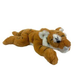 FAO Schwarz Plush Tiger Stuffed Animal Toy 15"  Brown Stripes & White Accents